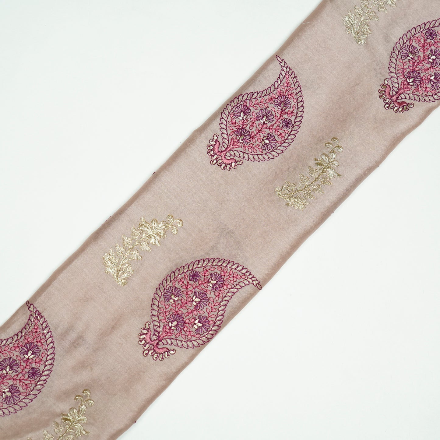 Umaima Onion Chanderi Embroidered Fabric in Buta Pattern