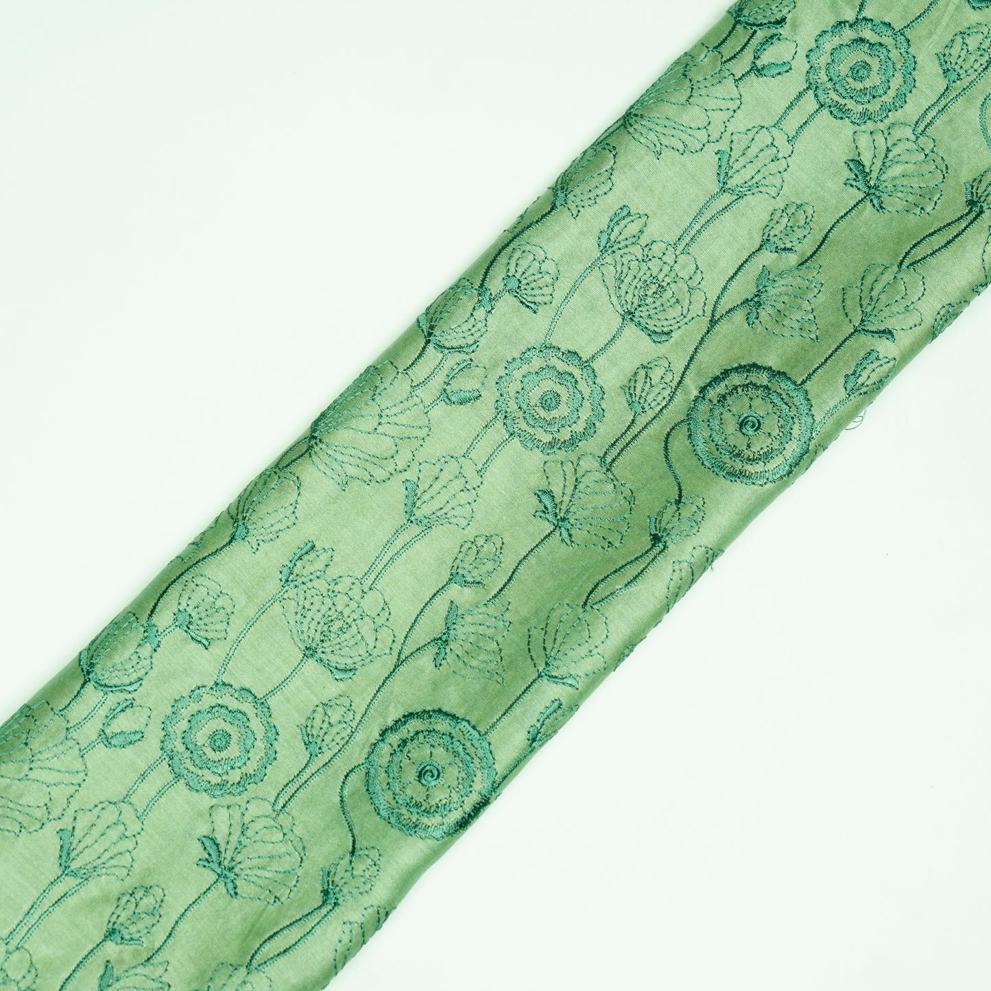 Isha Sea Green Chanderi Embroidered Fabric in Jaal Pattern