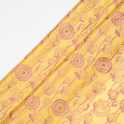 Isha Gold Chanderi Embroidered Fabric in Jaal Pattern