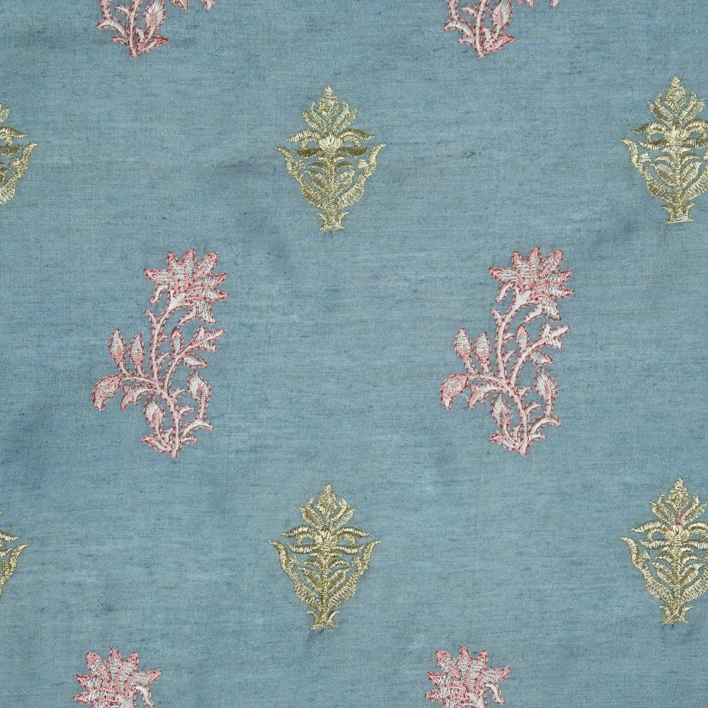 Reeha Sky Blue Chanderi Embroidered Fabric in Buta Pattern