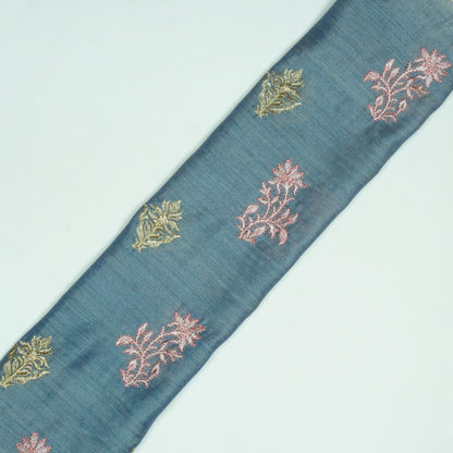 Reeha Sky Blue Chanderi Embroidered Fabric in Buta Pattern