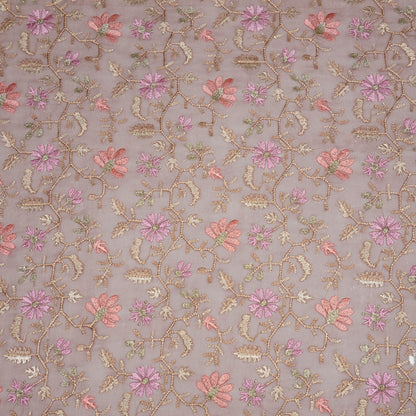 Iqra Onion Viscose Georgette Embroidered Fabric in Jaal Pattern