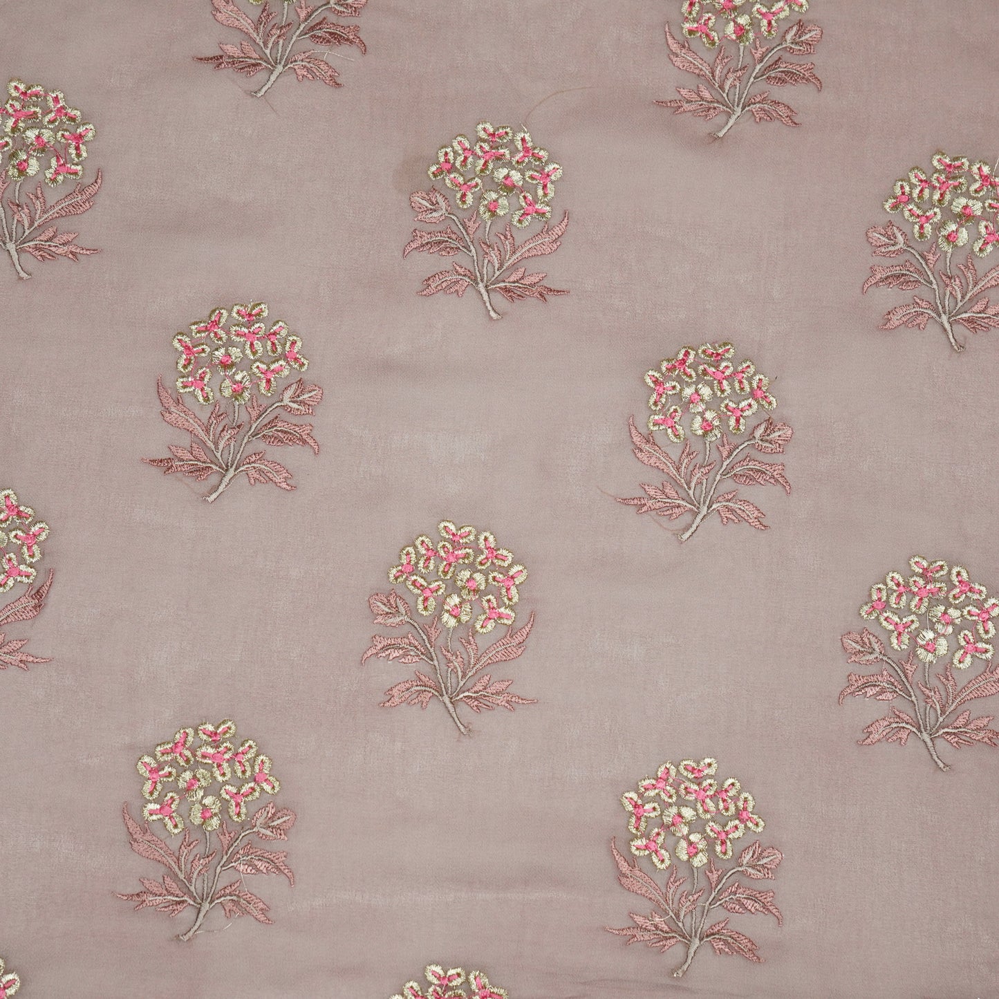 Ruhi Onion Viscose Georgette Embroidered Fabric in Buta Pattern