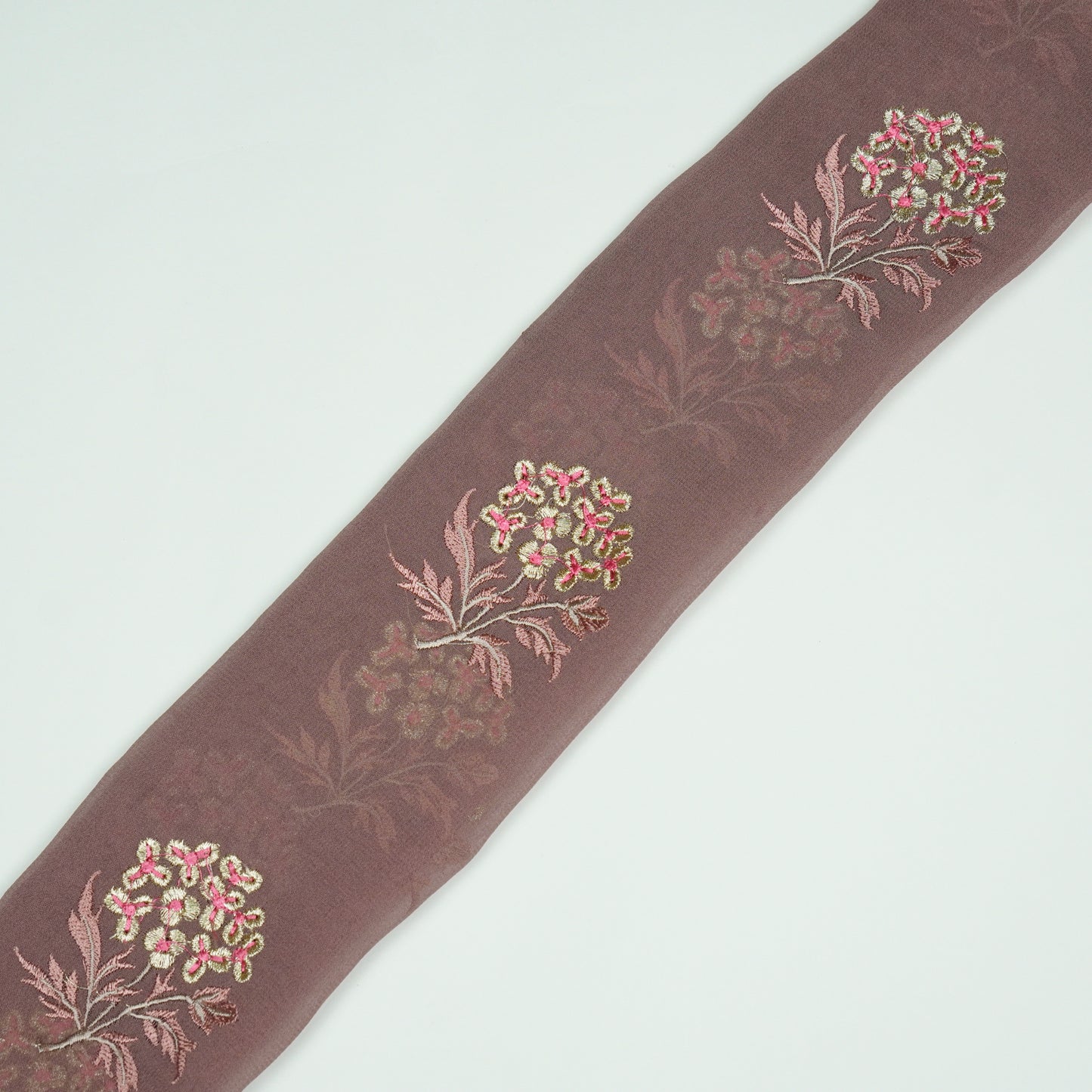 Ruhi Onion Viscose Georgette Embroidered Fabric in Buta Pattern