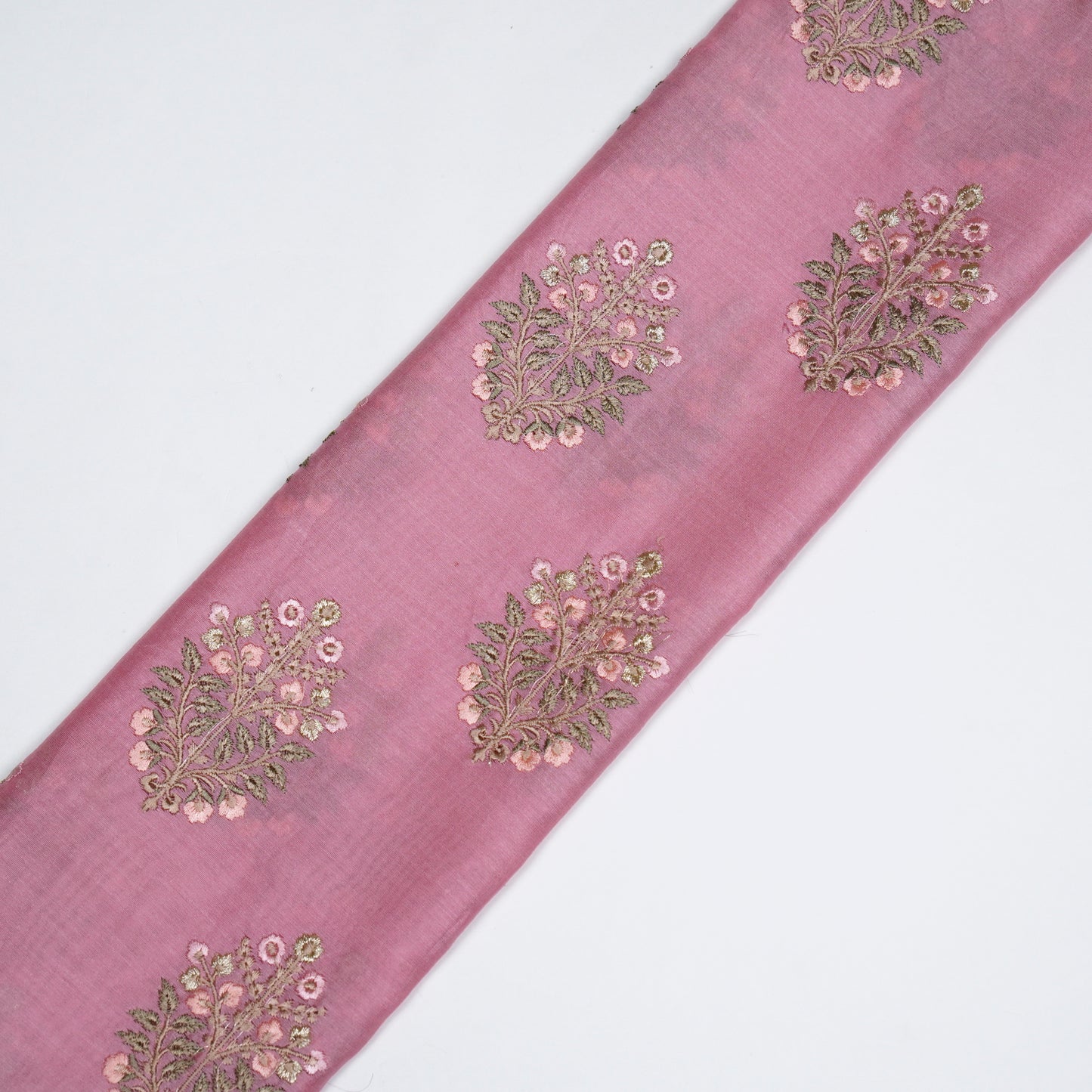 Zaira Dusky Pink Chanderi Embroidered Fabric in Buta Pattern