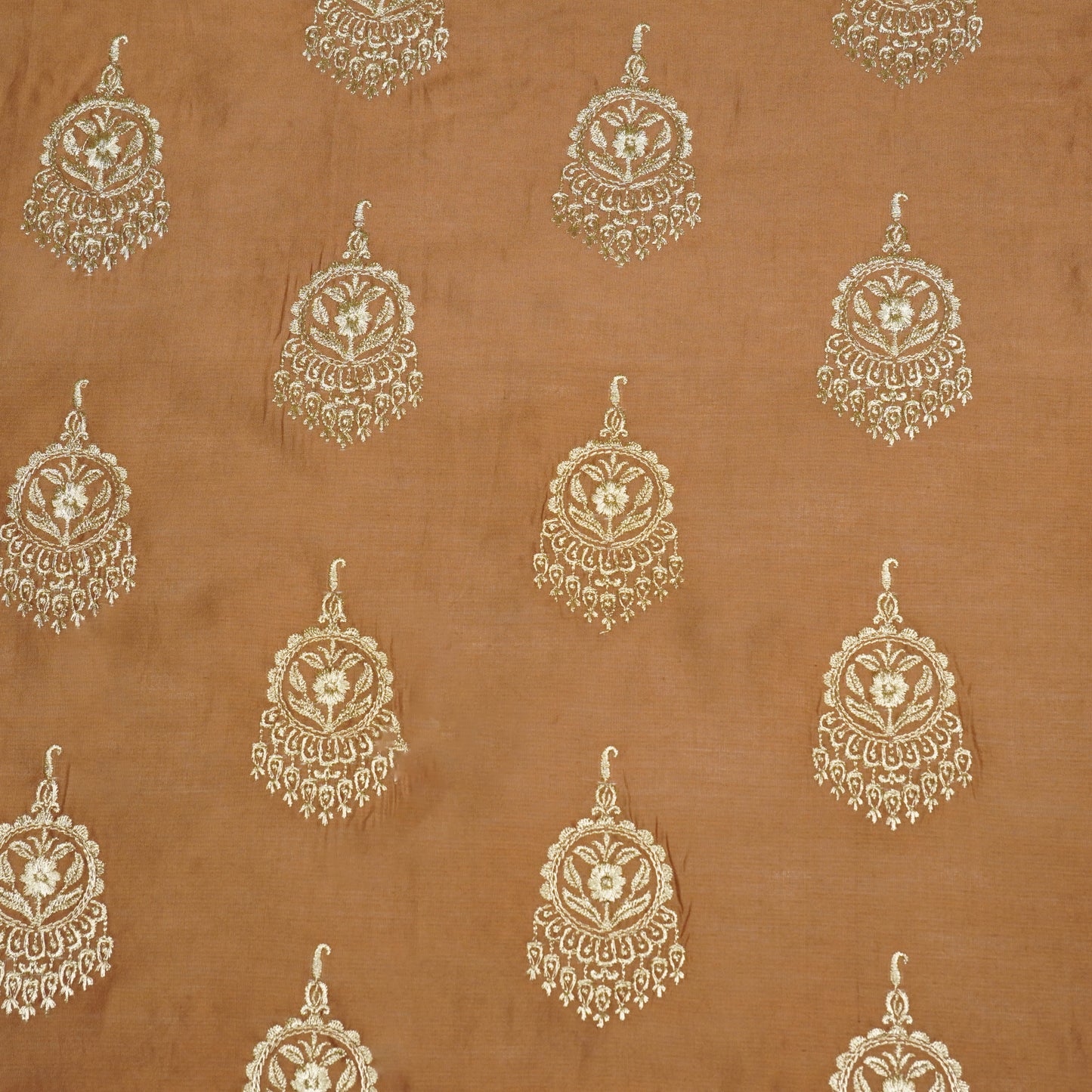 Ifra Chiku Chanderi Embroidered Fabric in Buta Pattern