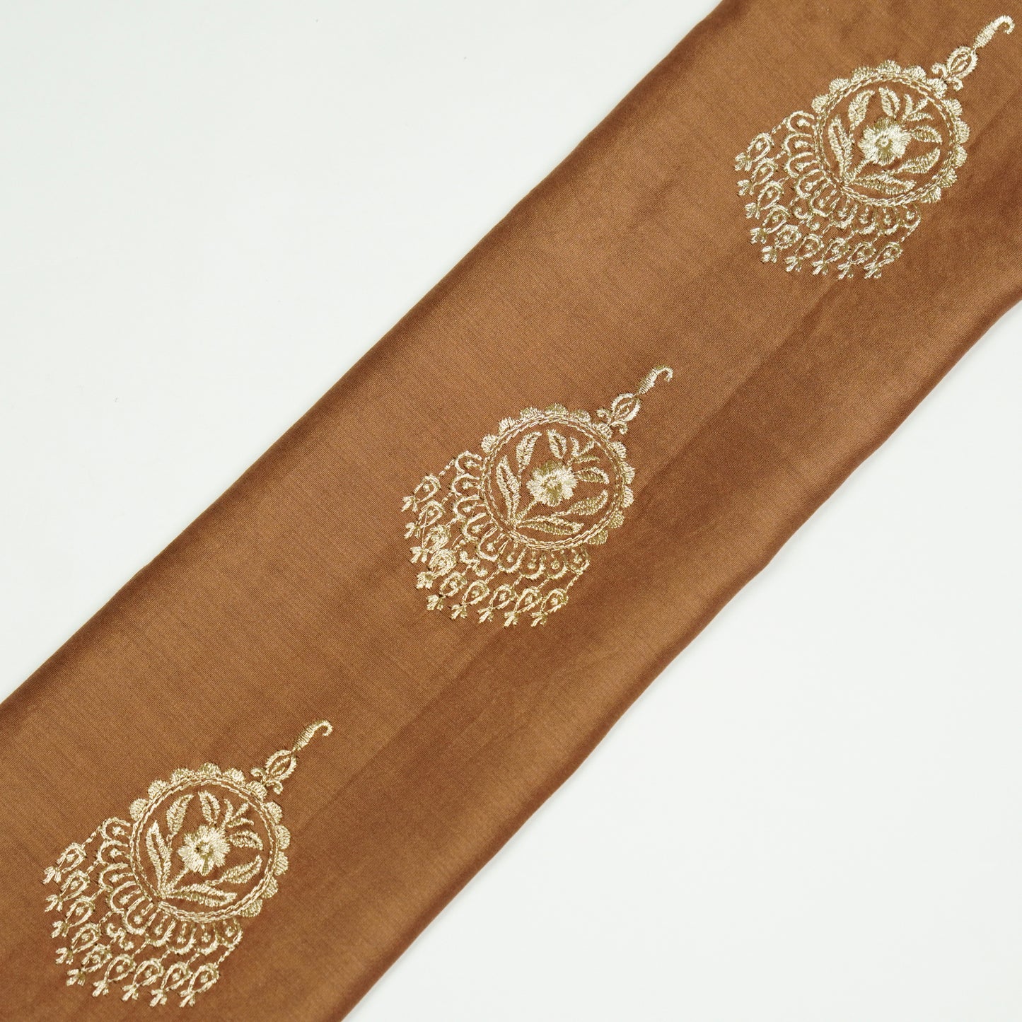 Ifra Chiku Chanderi Embroidered Fabric in Buta Pattern