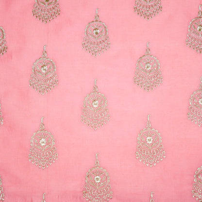 Ifra Gajari Chanderi Embroidered Fabric in Buta Pattern