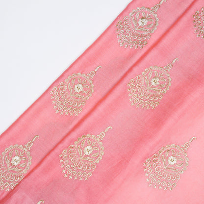 Ifra Gajari Chanderi Embroidered Fabric in Buta Pattern