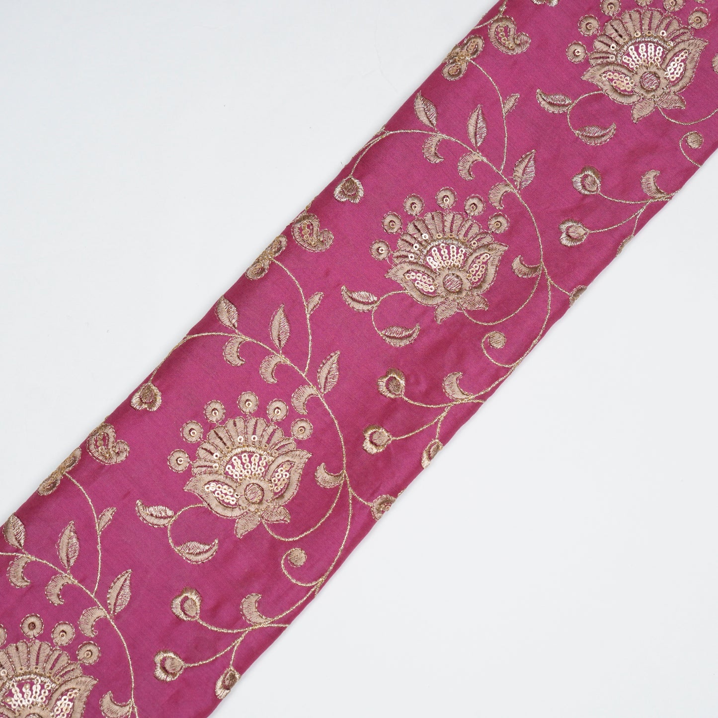 Aatiya Fuxia Chanderi Embroidered Fabric in Jaal Pattern