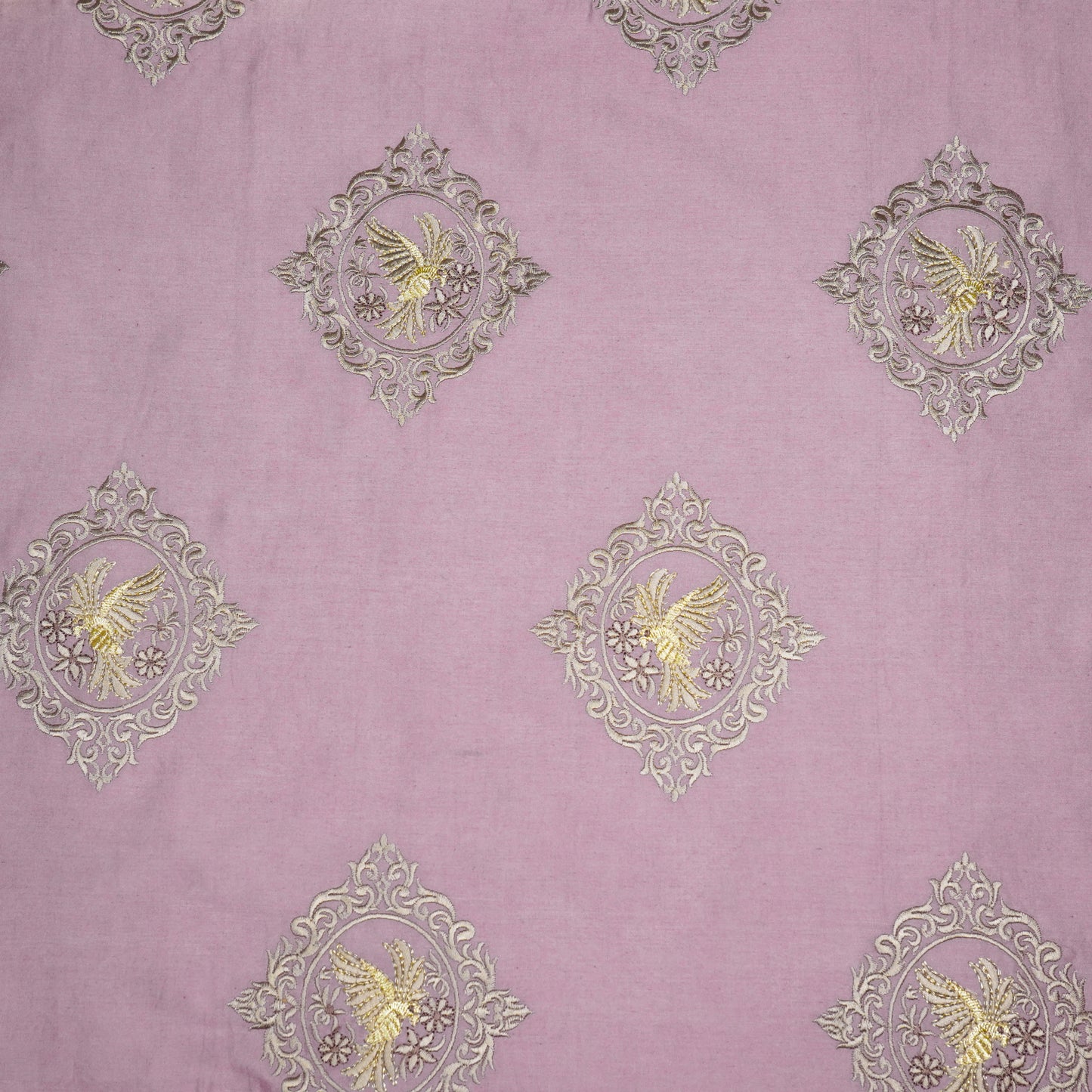 Tilaka Mauve Chanderi Embroidered Fabric in Buta