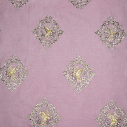 Tilaka Mauve Chanderi Embroidered Fabric in Buta