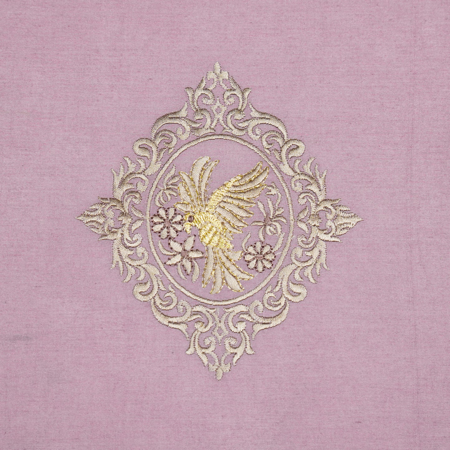 Tilaka Mauve Chanderi Embroidered Fabric in Buta