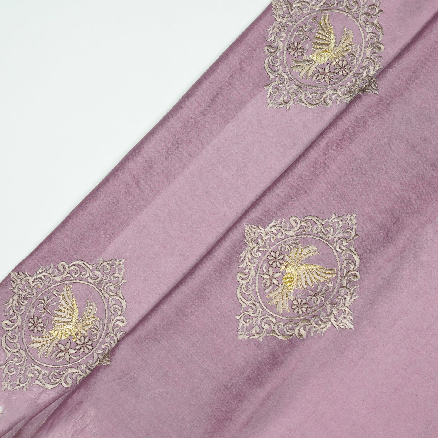 Tilaka Mauve Chanderi Embroidered Fabric in Buta