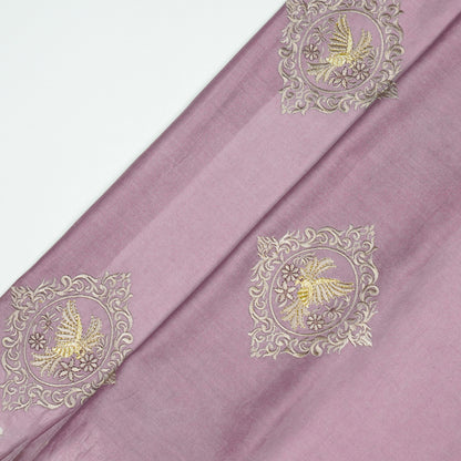 Tilaka Mauve Chanderi Embroidered Fabric in Buta