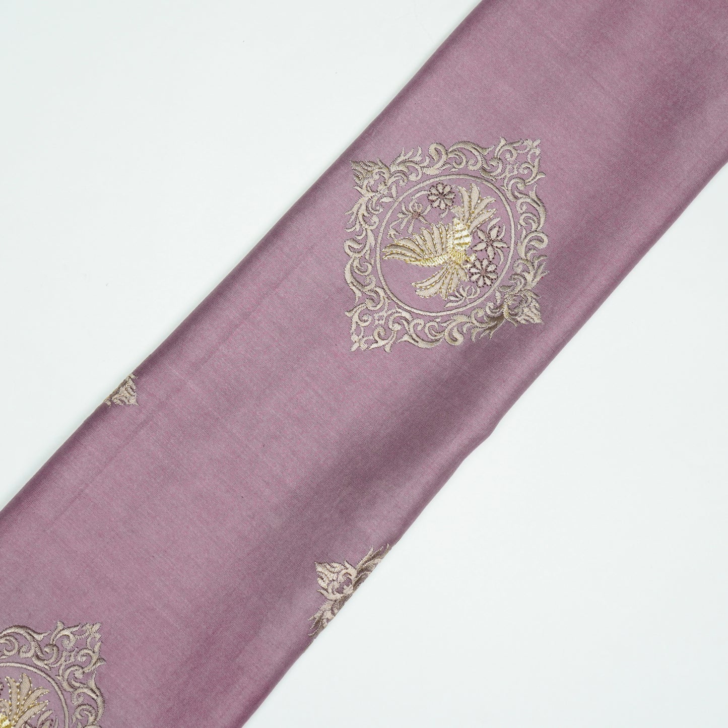 Tilaka Mauve Chanderi Embroidered Fabric in Buta