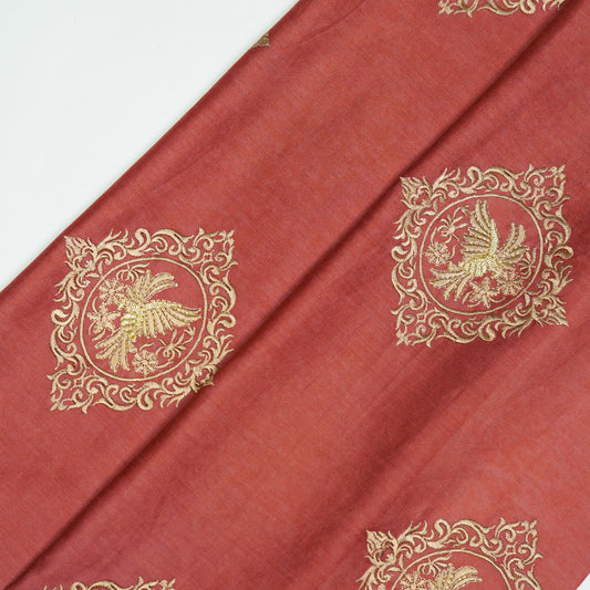 Tilaka Maroon Chanderi Embroidered Fabric in Buta