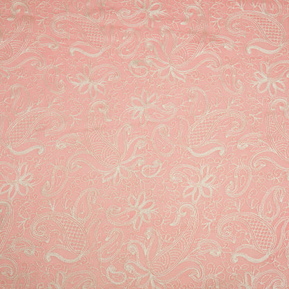 Arib Gajari Mul Chanderi Embroidered Fabric in Jaal Pattern