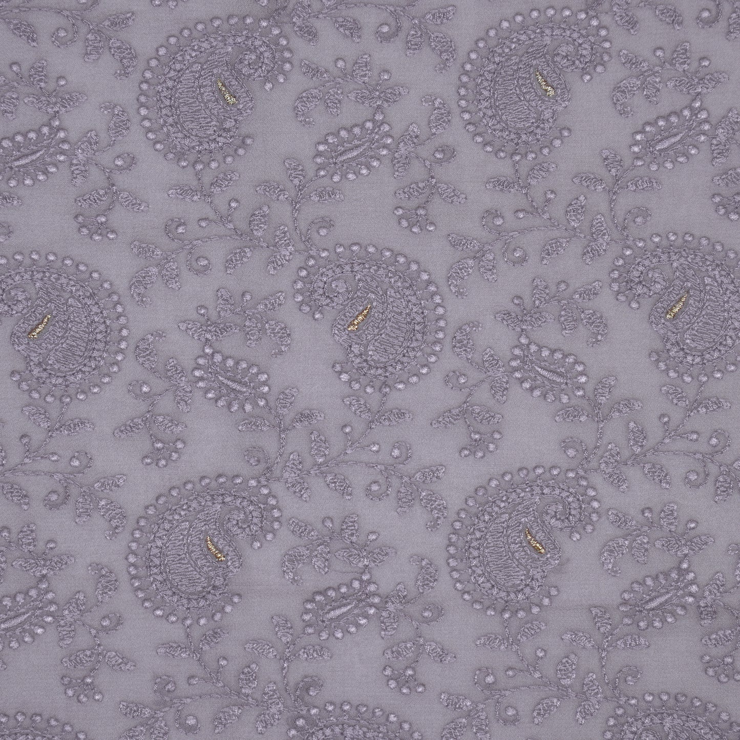 Ekani Lilac Viscose Georgette Embroidered Fabric in Jaal Pattern