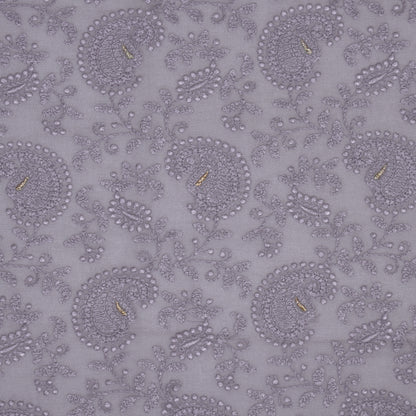 Ekani Lilac Viscose Georgette Embroidered Fabric in Jaal Pattern