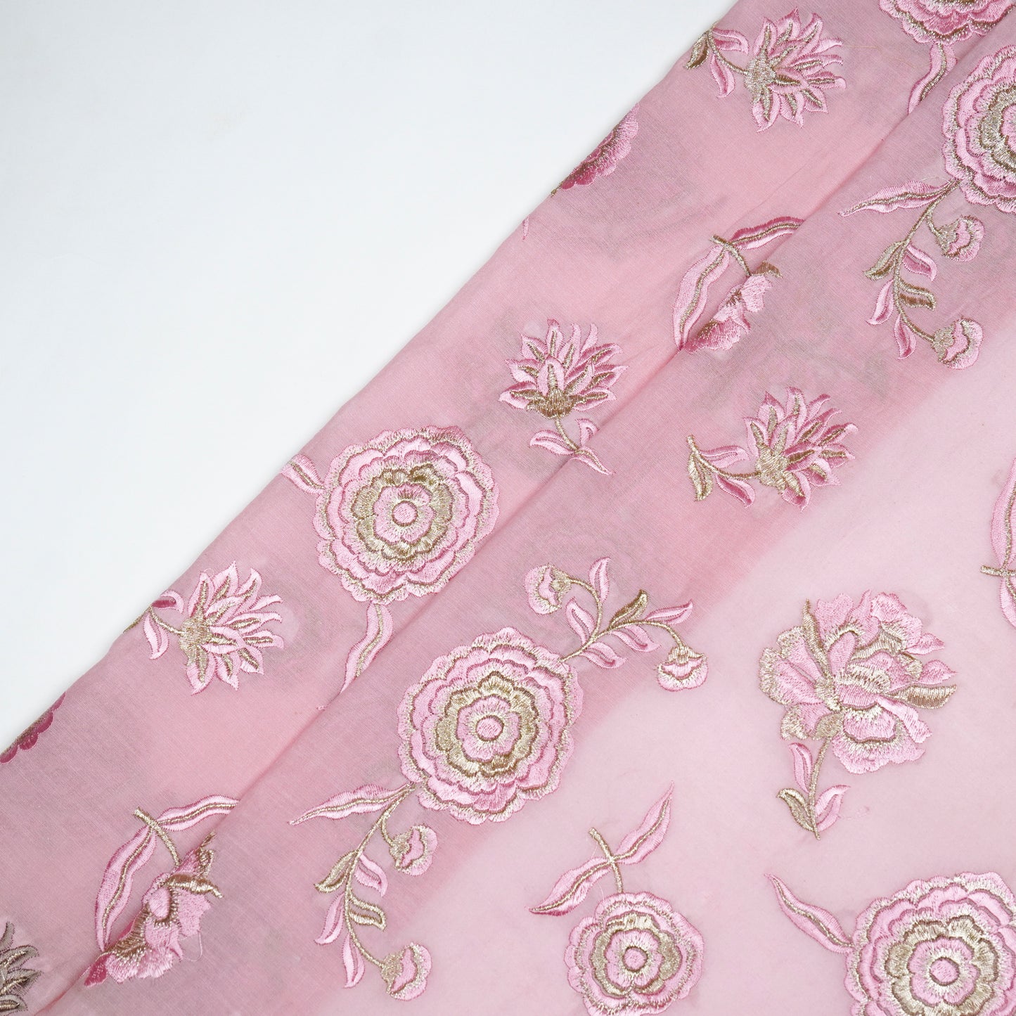 Ayat Pink Viscose Georgette Embroidered Fabric in Buta Pattern