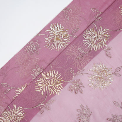 Aaira Deep Mauve Viscose Georgette Embroidered Fabric in Jaal Pattern