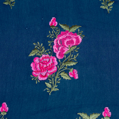 Zara Persian Blue Viscose Georgette Embroidered Fabric in Buta Pattern