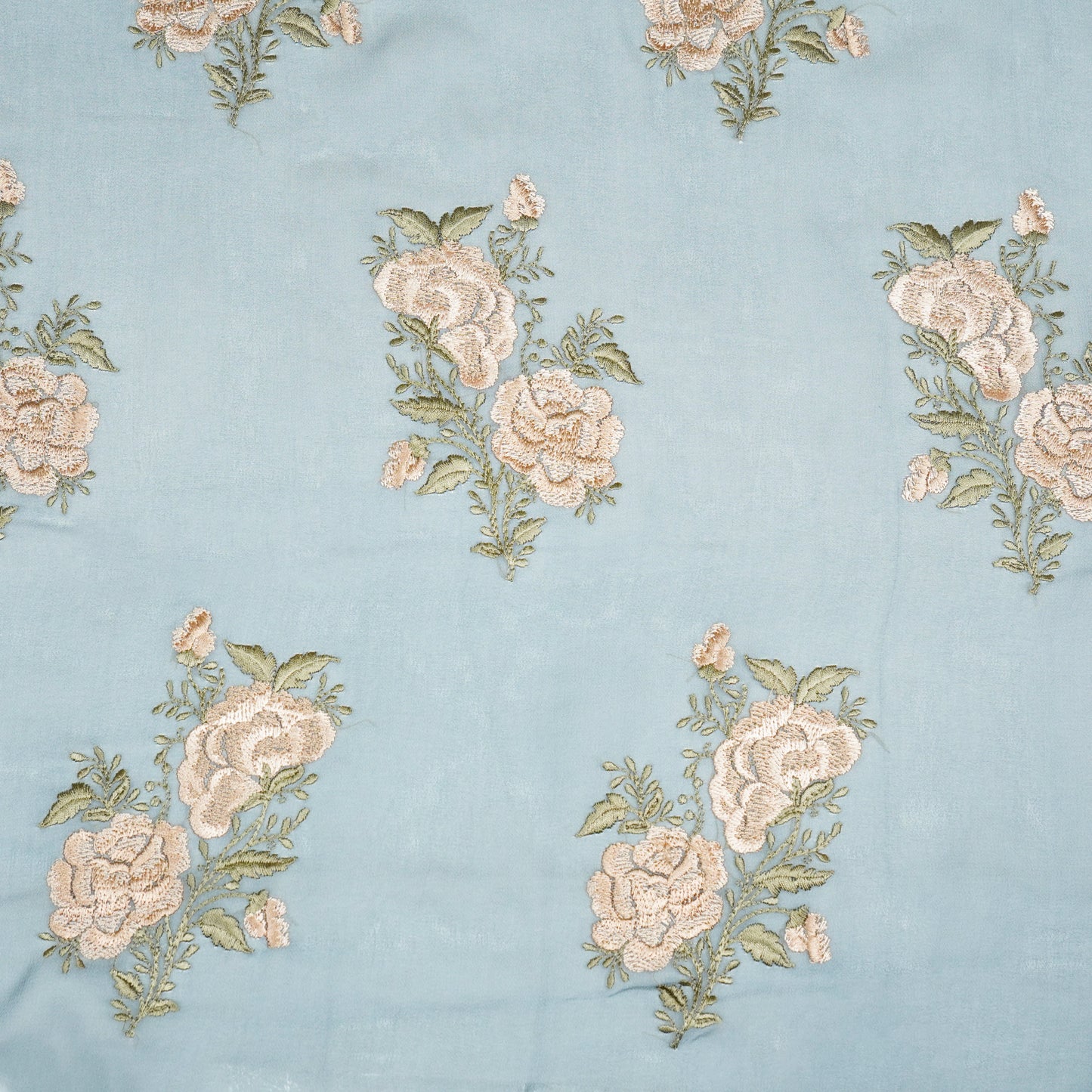 Zara Stale Grey Viscose Georgette Embroidered Fabric in Buta Pattern
