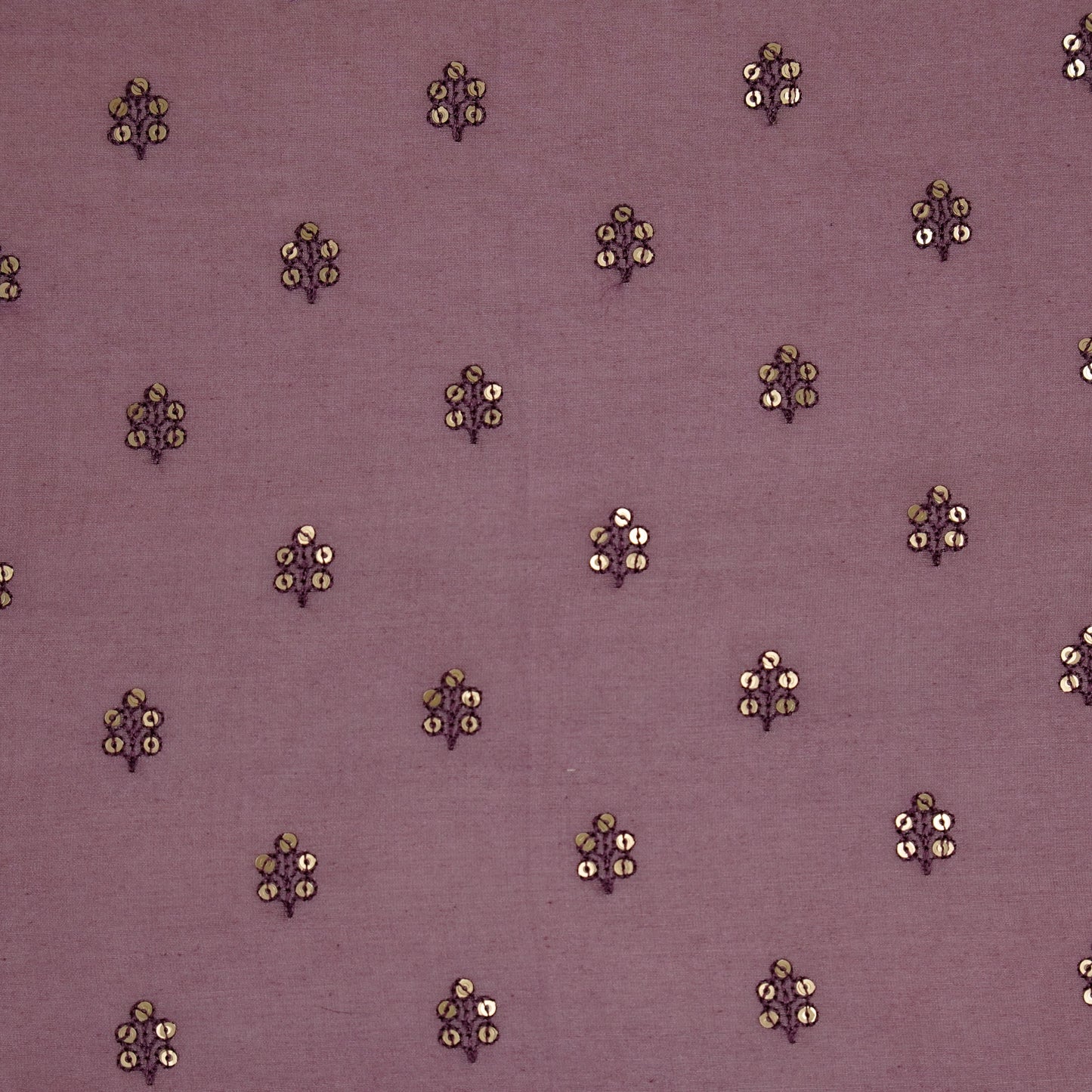 Kiraz Sequin Mauve Chanderi Embroidered Fabric in Buti Pattern