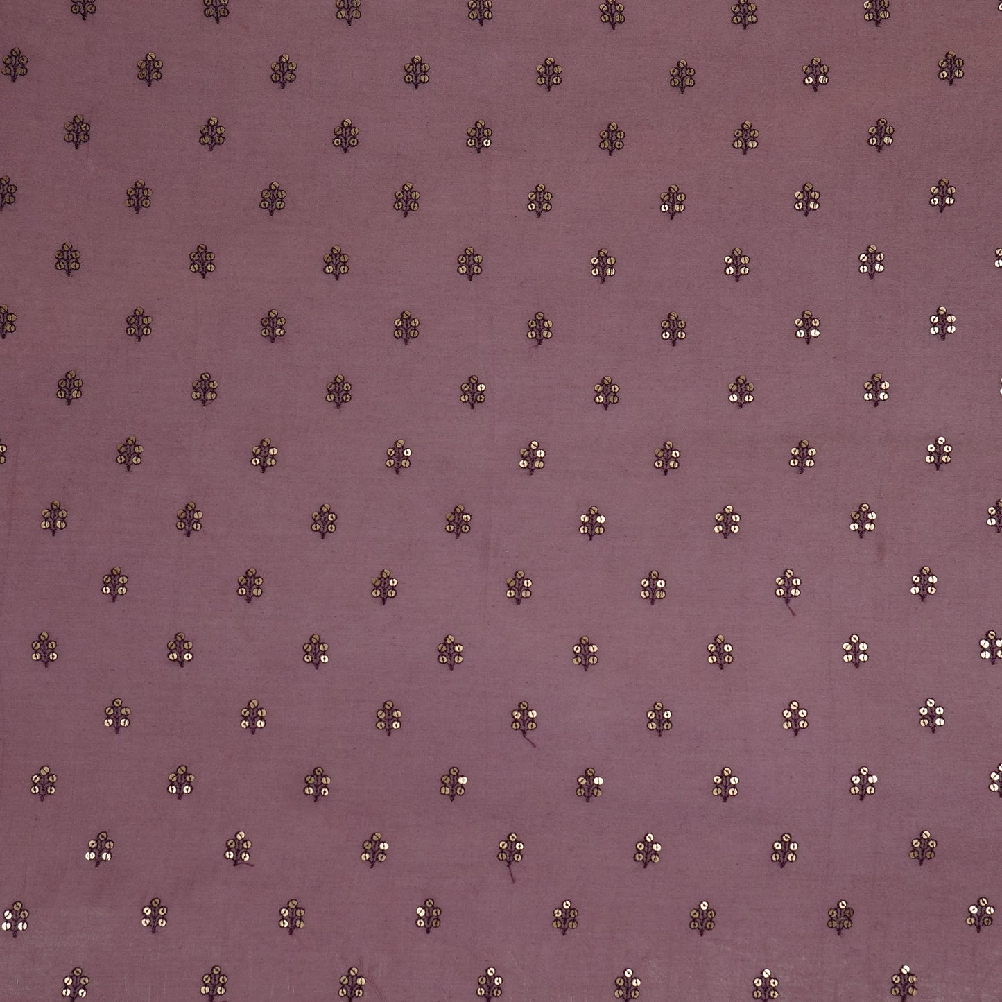 Kiraz Sequin Mauve Chanderi Embroidered Fabric in Buti Pattern