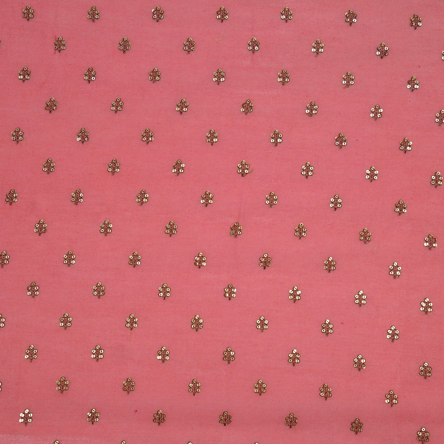 Kiraz Sequin Deep Pink Chanderi Embroidered Fabric in Buti Pattern