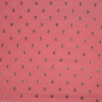 Kiraz Sequin Deep Pink Chanderi Embroidered Fabric in Buti Pattern