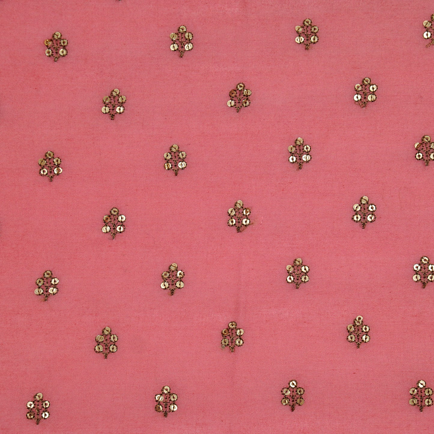 Kiraz Sequin Deep Pink Chanderi Embroidered Fabric in Buti Pattern