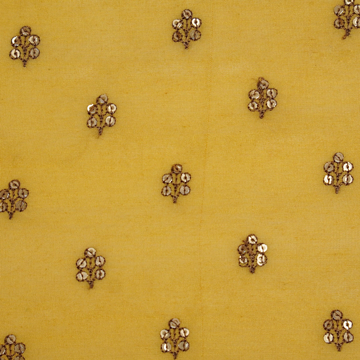 Kiraz Sequin Gold Chanderi Embroidered Fabric in Buti Pattern