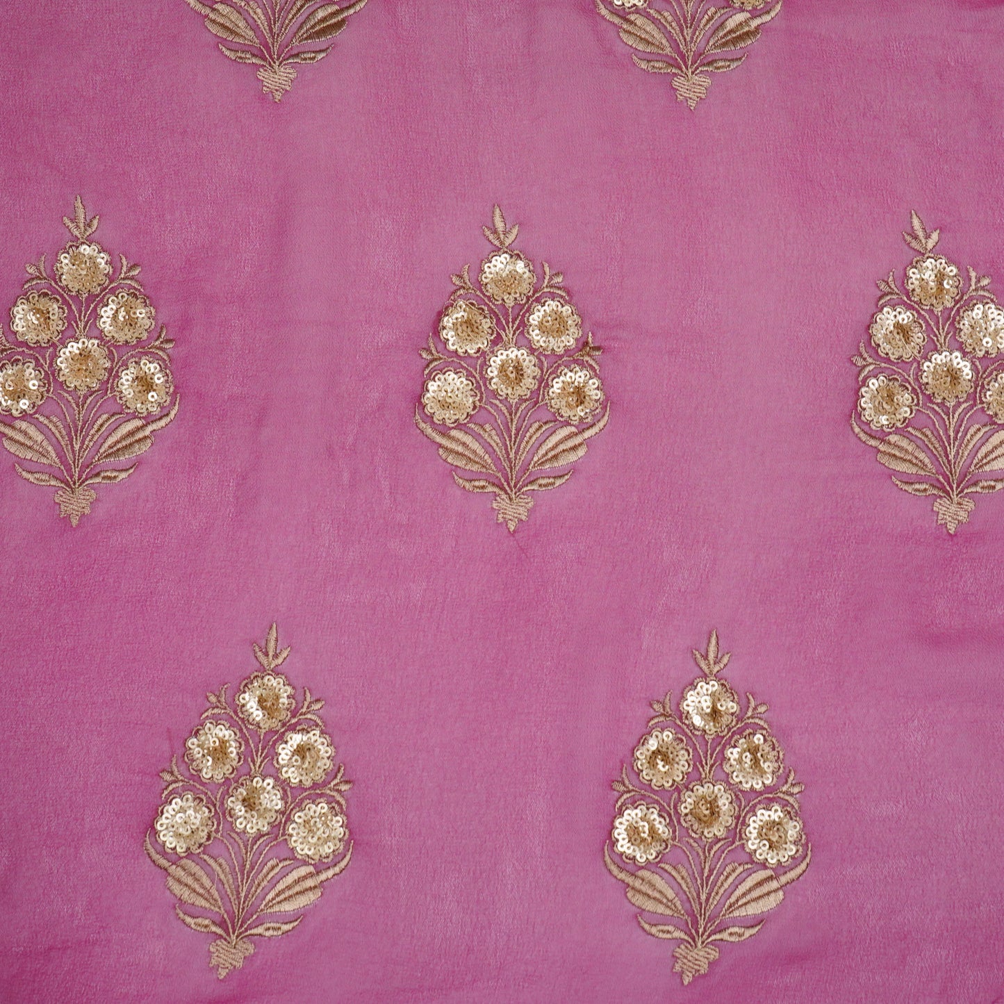 Abeeha Magenta Viscose Georgette Embroidered Fabric in Buta Pattern