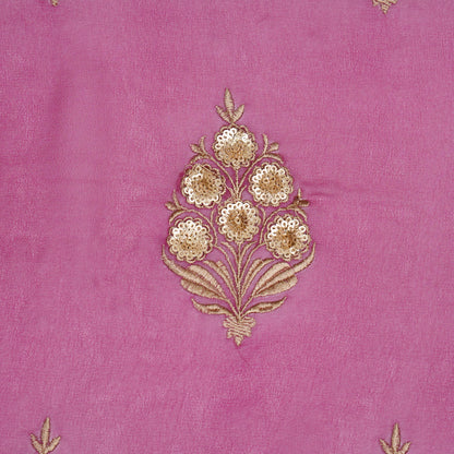 Abeeha Magenta Viscose Georgette Embroidered Fabric in Buta Pattern