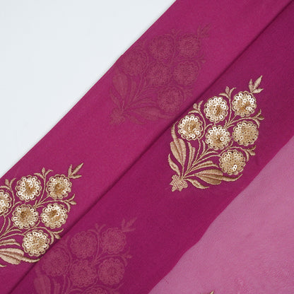 Abeeha Magenta Viscose Georgette Embroidered Fabric in Buta Pattern