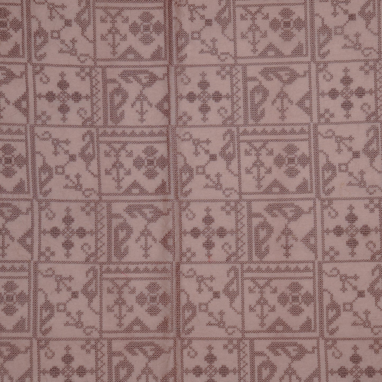 Seda Onion Chanderi Embroidered Fabric in Jaal Pattern