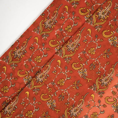 Beena Rust Viscose Georgette Embroidered Fabric in Jaal Pattern