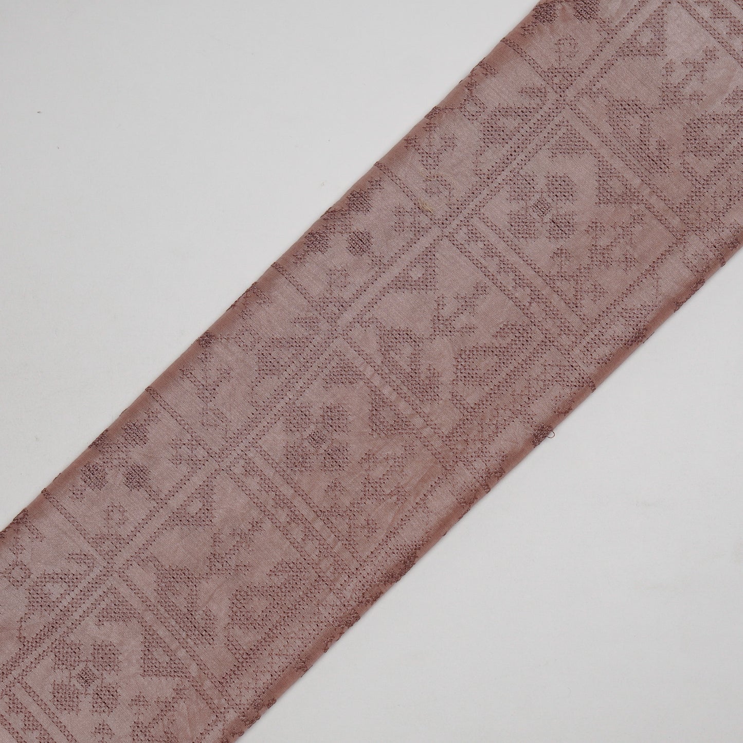 Seda Onion Chanderi Embroidered Fabric in Jaal Pattern