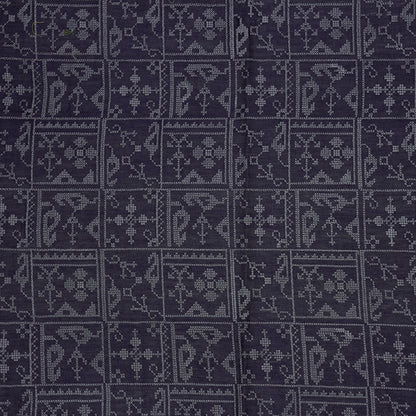 Seda Navy Blue Chanderi Embroidered Fabric in Jaal Pattern