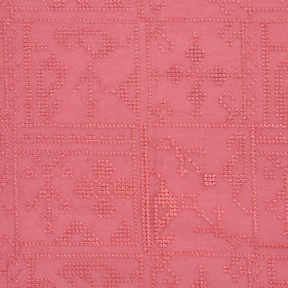 Seda Deep Pink Chanderi Embroidered Fabric in Jaal Pattern