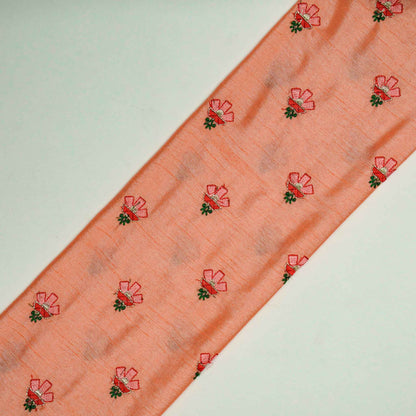 Trifla Light Peach Dola Silk Embroidered Fabric in Buti