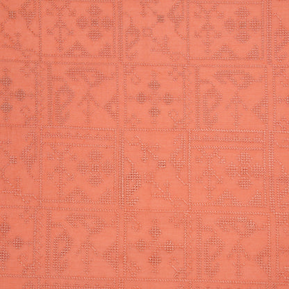 Seda Peach Chanderi Embroidered Fabric in Jaal Pattern