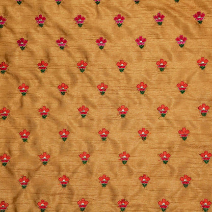 Trifla Beige Dola Silk Embroidered Fabric in Buti