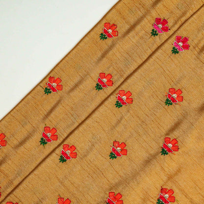 Trifla Beige Dola Silk Embroidered Fabric in Buti