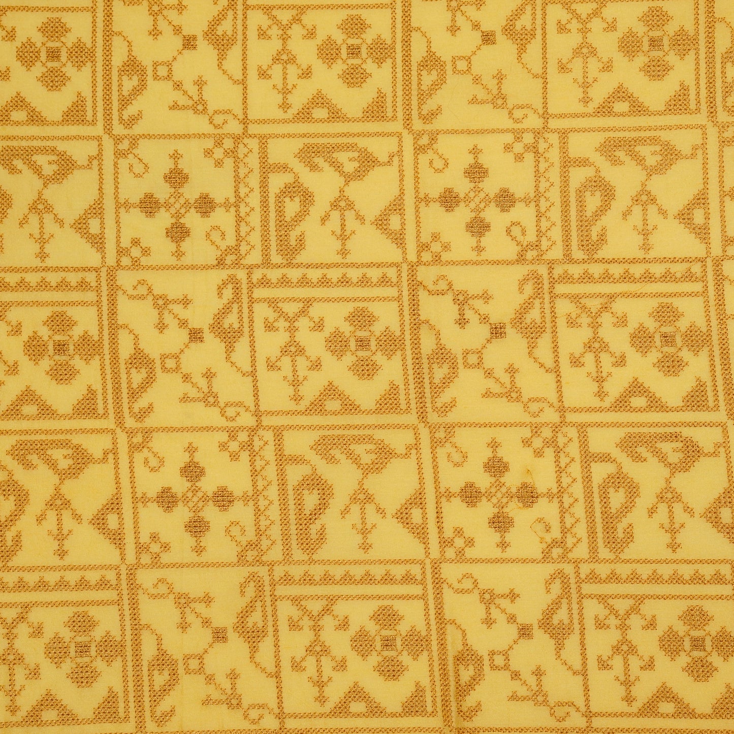 Seda Gold Chanderi Embroidered Fabric in Jaal Pattern