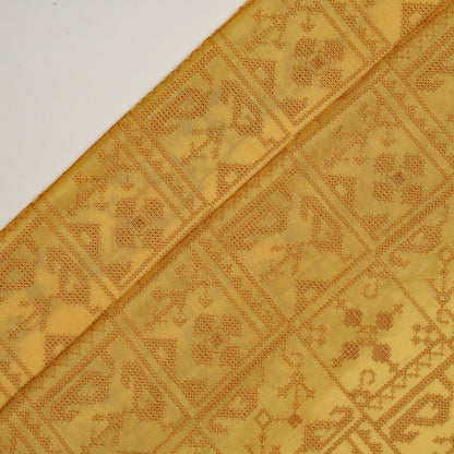 Seda Gold Chanderi Embroidered Fabric in Jaal Pattern