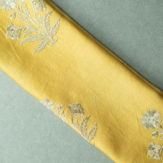 Kaveri Gold Chanderi Embroidered Fabric in Buta Pattern