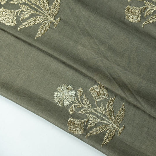 Kaveri Mouse Chanderi Embroidered Fabric in Buta Pattern